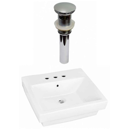 20.5-in. W Semi-Recessed White Vessel Set For 3H4-in. Center Faucet